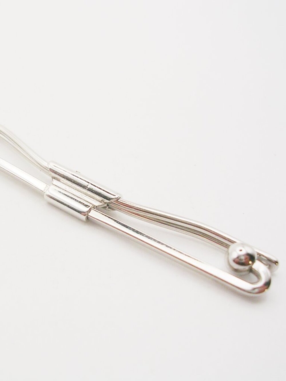 Vintage Collar Clip Bar slide on style silver tone Ball Grip Men Suit Accessory